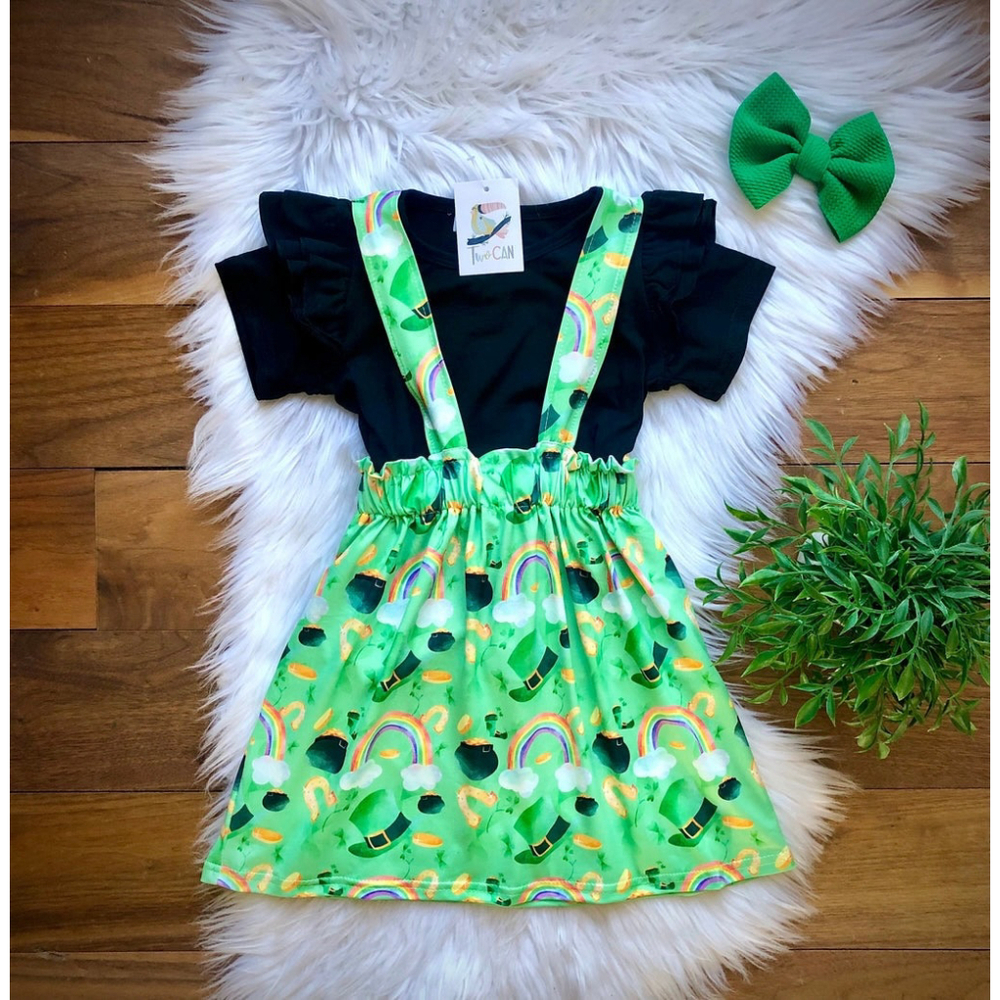 Wellington Designs Lucky Irish Suspender Skirt Set, Sz 12/18